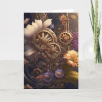 Steampunk Gears and Flowers | Just Saying Hi Card