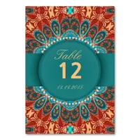 Bohemian Batik Wedding Table Number Postcards