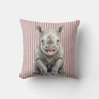 Watercolor Baby Rhino Zazzle Throw Pillow