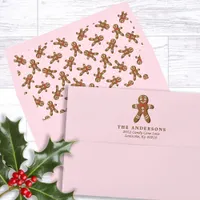 Gingerbread Man Pink Return Address Christmas Envelope