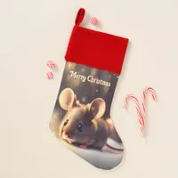 Cute mouse celebrates Christmas, custom  Christmas Stocking