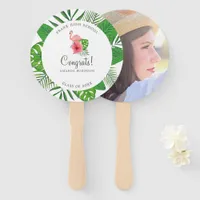 Pink Flamingo Watercolor Luau Graduation photo Hand Fan