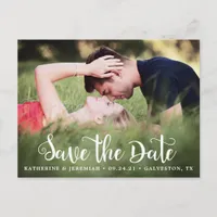 Modern Script Save the Date Photo Engagement Postcard