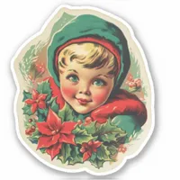 Adorable Vintage Christmas Elf Sticker