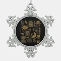 Whimsigoth Classic – Mystical Moons & Forest Snowflake Pewter Christmas Ornament