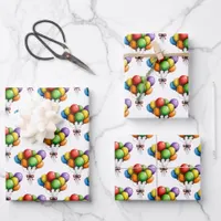 Colorful Birthday Party Balloons Bouquet  Wrapping Paper Sheets