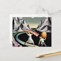 Surreal Breakfast People in the Mountains Postcard