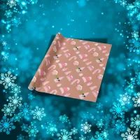 Merry Christmas in Pink on light Plum | Wrapping Paper