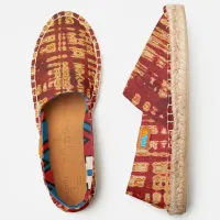 Burnt Red Abstract Tribal Pattern Slip-on Espadrilles