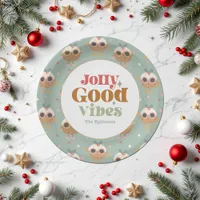 Retro "Jolly Good Vibes" Christmas Party Paper Plates