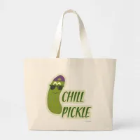 Epic Chill Pickle Funny  Cartoon Veggie Character Large Tote Bag