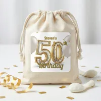 Elegant Gold Diamond 50th Birthday Party Balloons Square Sticker