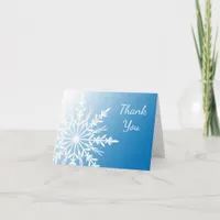 White Snowflake on Blue Winter Thank You