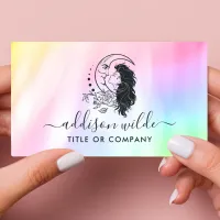 Celestial Mystic Moon Goddess Rainbow Business Card