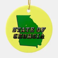 State of Georgia Map Outline and Picture Text Ceramic Ornament