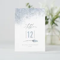 Floral Sparkles Wedding Table Number Blue ID889 