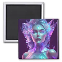 Beautiful Ai Art Pretty Icy Glass like Woman Magnet