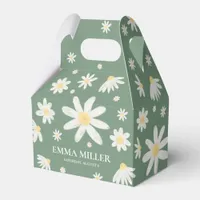 Daisy Flower Sage Green Favor Boxes