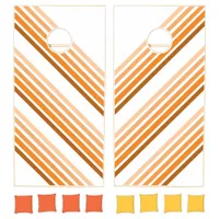 Corn Hole Game - Shades of Orange Diagonal Stripes