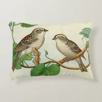 Vintage Perched Birds Decorative Pillow