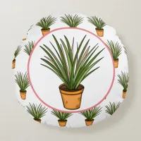 Marginata Hand drawn Plant Round Pillow