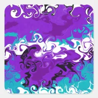 Personalized Purple Waves Fluid Art   Square Sticker