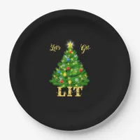 Let's Get Lit Christmas Christmas Paper Plates