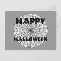 Happy Halloween on Spider Web Text Postcard