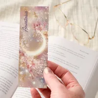 Floral Crescent Moon Sparkle Bookmarks