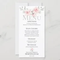 Romantic Pink Rose Bouquet Wedding Menu