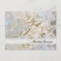 White Floral Spanish Thank You Postcard