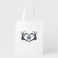 Skeleton Heart Hands Clean Graphic Mood Grocery Bag