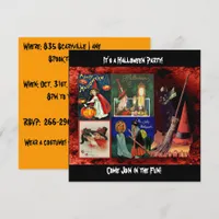 Vintage Witches and Black Cats Collage Invitation