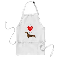 I Love My Dachshund Red Heart Adult Apron