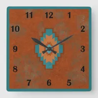 Southwest Canyons Geometric Regular Style Square Wall Clock