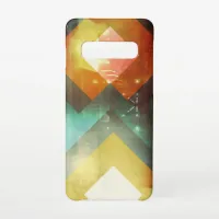 Seventies Orange Abstract Techno Triangles Samsung Galaxy S10 Case