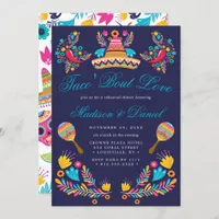 Mexican Fiesta Floral Sombrero Rehearsal Dinner Invitation