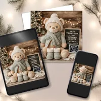 Cute Christmas Bear Digital Pregnancy Announcement