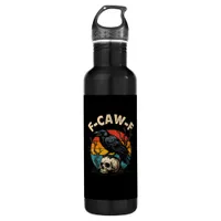 Vintage Crow F-Caw-F Raven Bird Humor Meme Funny Stainless Steel Water Bottle