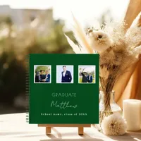 Guest book graduation green white photo name