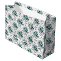 Shades of Green Floral Abstract Doodle Art Style  Large Gift Bag