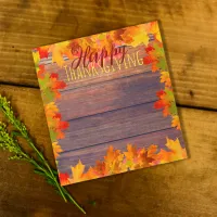 Fall Autumn Leaves On Barn Wood Happy Thanksgiving Notepad