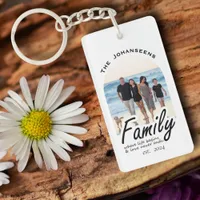 Modern Family Photo Elegant Script Name Keepsake Keychain