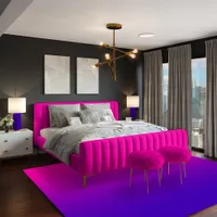 Girly Neon Hot Pink Purple Gradient Ombre  Rug