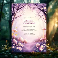 Magical Forest Easter Pink Egg Hunt Birthday Party Invitation