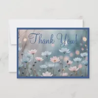 Blue Pink Serene Floral Thank You Card