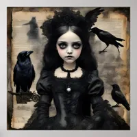 Gothic Ravens Girl Poster