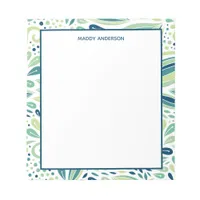 Botanical Greenery Leaf Pattern Personalized Name Notepad