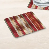 Red Christmas Fa La La Pattern#27 ID1009 Square Paper Coaster