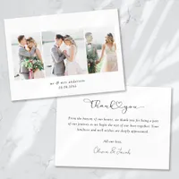 Multi Photo Script with Heart Wedding Photo Thank You Card